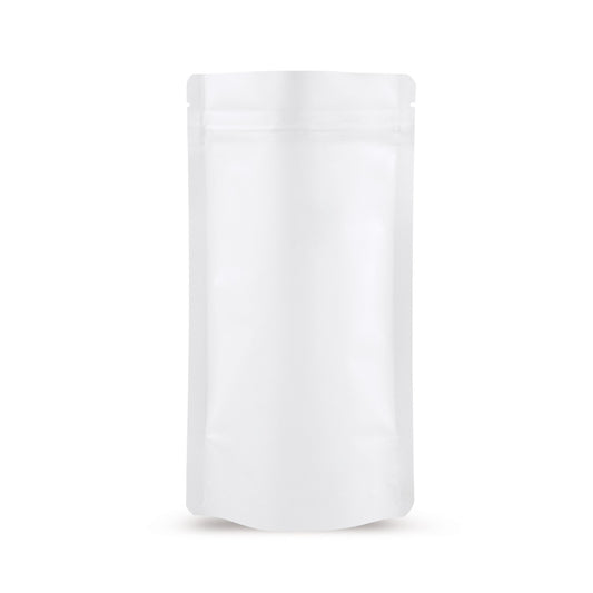 Doypack blanco mate — vista principal directa del fabricante Elke Plastic