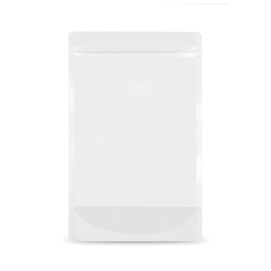 Doypack transparente monomaterial — vista detallada en una aplicación de embalaje típica con ejemplo de contenido