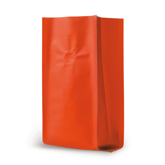 Bolsa de café roja — vista detallada del material y de la calidad de fabricación