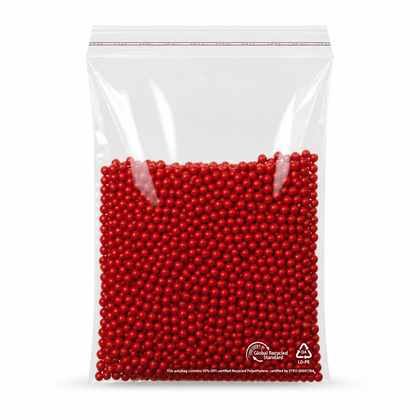 Bolsa autoadhesiva de rLDPE con contenido reciclado, solapa biselada, sin orificio de ventilación, 40 µm
