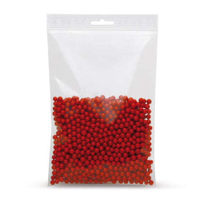 Bolsa zip LDPE con troquelado europeo 50 µm — vista detallada del material y del troquelado europeo en sección de perfil