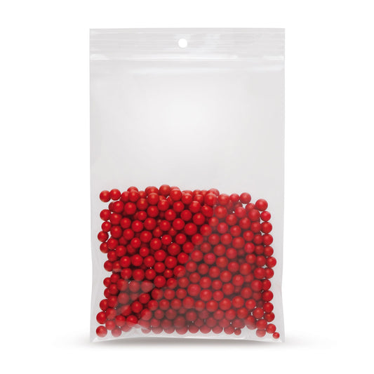 Bolsa zip PP con agujero redondo 50 µm — vista detallada del material PP y del grosor de la lámina