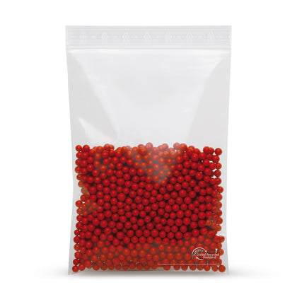Bolsa zip rLDPE con contenido reciclado sin franja de rotulación 90 µm — vista de aplicación de la bolsa en una situación de embalaje