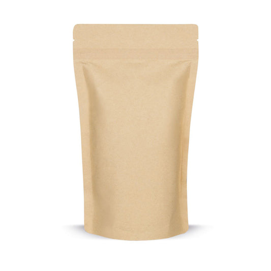 Doypack papel kraft de materiales biodegradables — detalle del material centrado en el grosor de la lámina y la calidad de fabricación