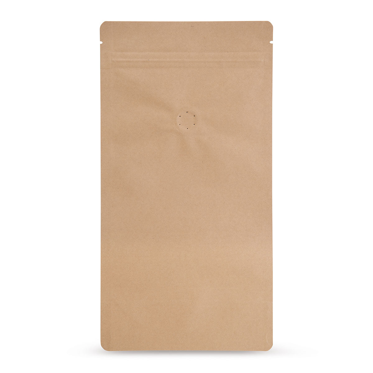 Doypack papel kraft con válvula de protección de aroma — vista principal de la bolsa con válvula de aroma, estética de papel kraft del fabricante Elke Plastic