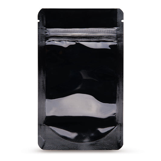 Doypack negro — vista principal directa del fabricante Elke Plastic