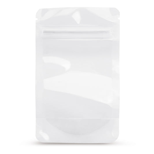 Doypack transparente OPP — vista detallada del material OPP y del grosor de la lámina